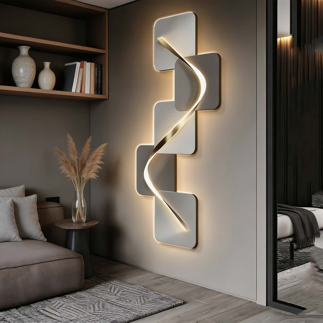 Modern Geometric LED Wall Light Wall Mounted MDF Base for Ambient Indoor Lighting
