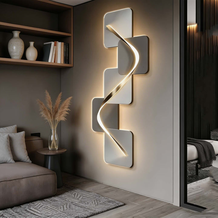 Modern Geometric LED Wall Light Wall Mounted MDF Base for Ambient Indoor Lighting