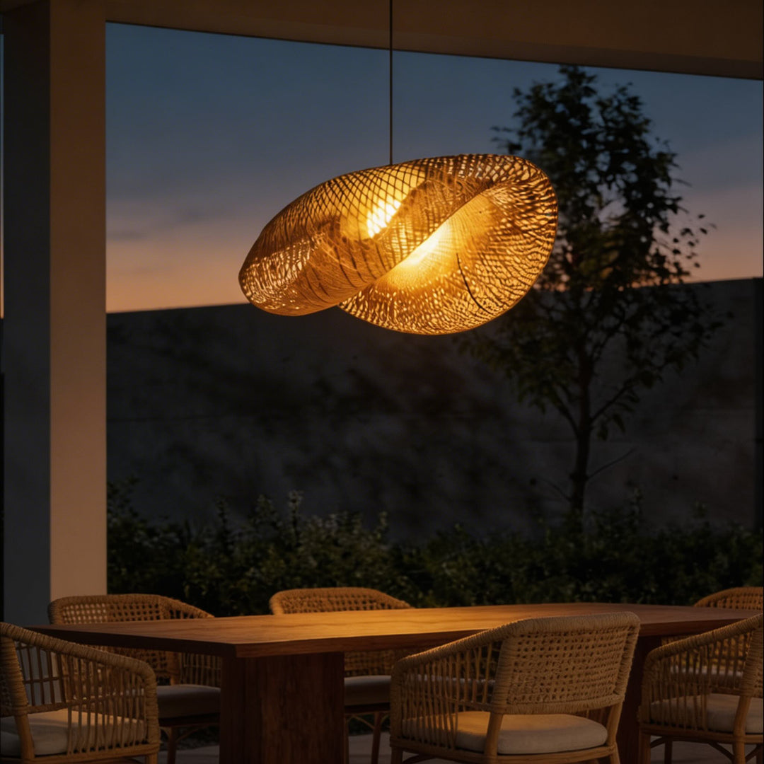 Modern Rattan Wave LED Hanging Pendant Light