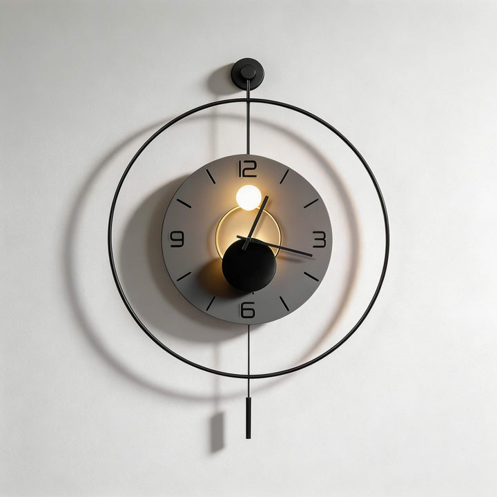 Modern Wall Clock Round Black Aluminum Design with Hidden LED Backlight Battery Operated