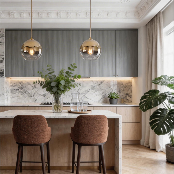 Glass globe pendant light modern ceiling lighting gold finish hanging light fixture contemporary home decor