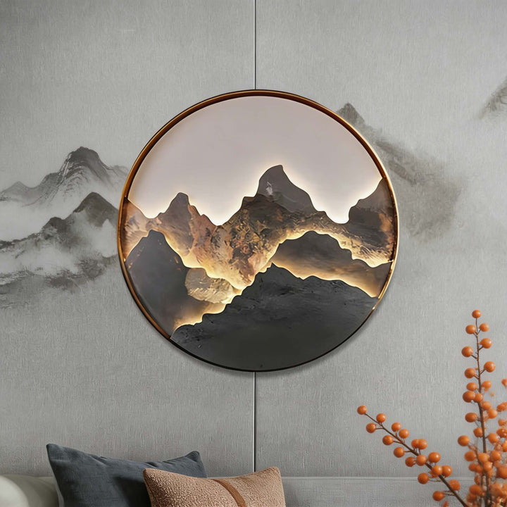 Modern Mountain LED Wall Light Wall Mounted Aluminum Frame Rock Finish Ambient Illumination 3000K Warm White