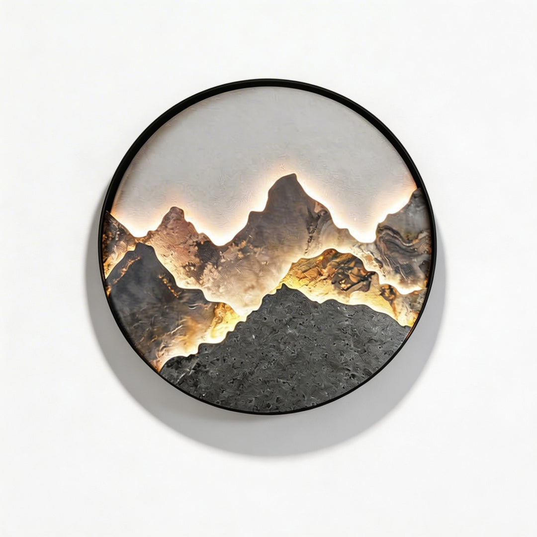 Modern Mountain LED Wall Light Wall Mounted Aluminum Frame Rock Finish Ambient Illumination 3000K Warm White
