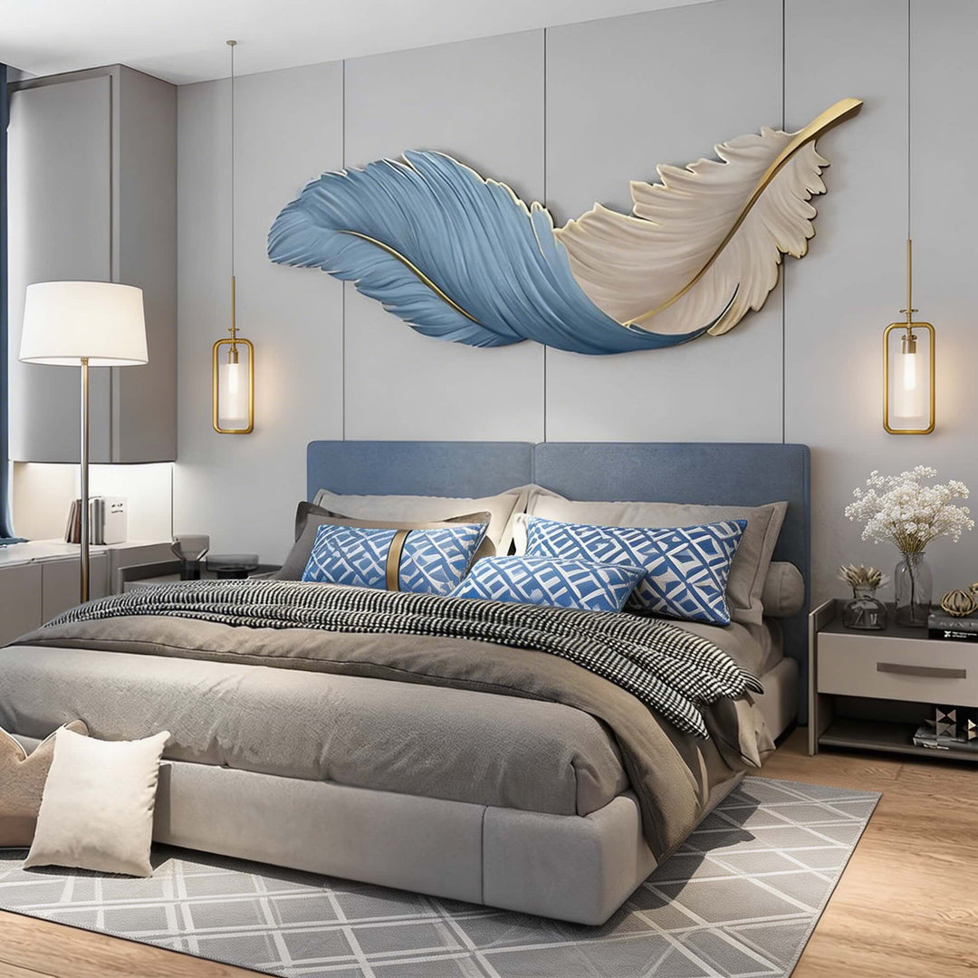 Modern Feather Wall Light USB Powered Adjustable Art Sconce with LED and Three Color Options