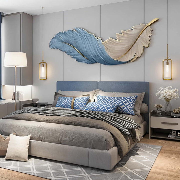 Modern Feather Wall Light USB Powered Adjustable Art Sconce with LED and Three Color Options