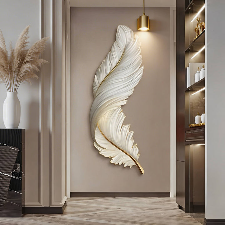 Modern Feather Wall Light USB Powered Adjustable Art Sconce with LED and Three Color Options