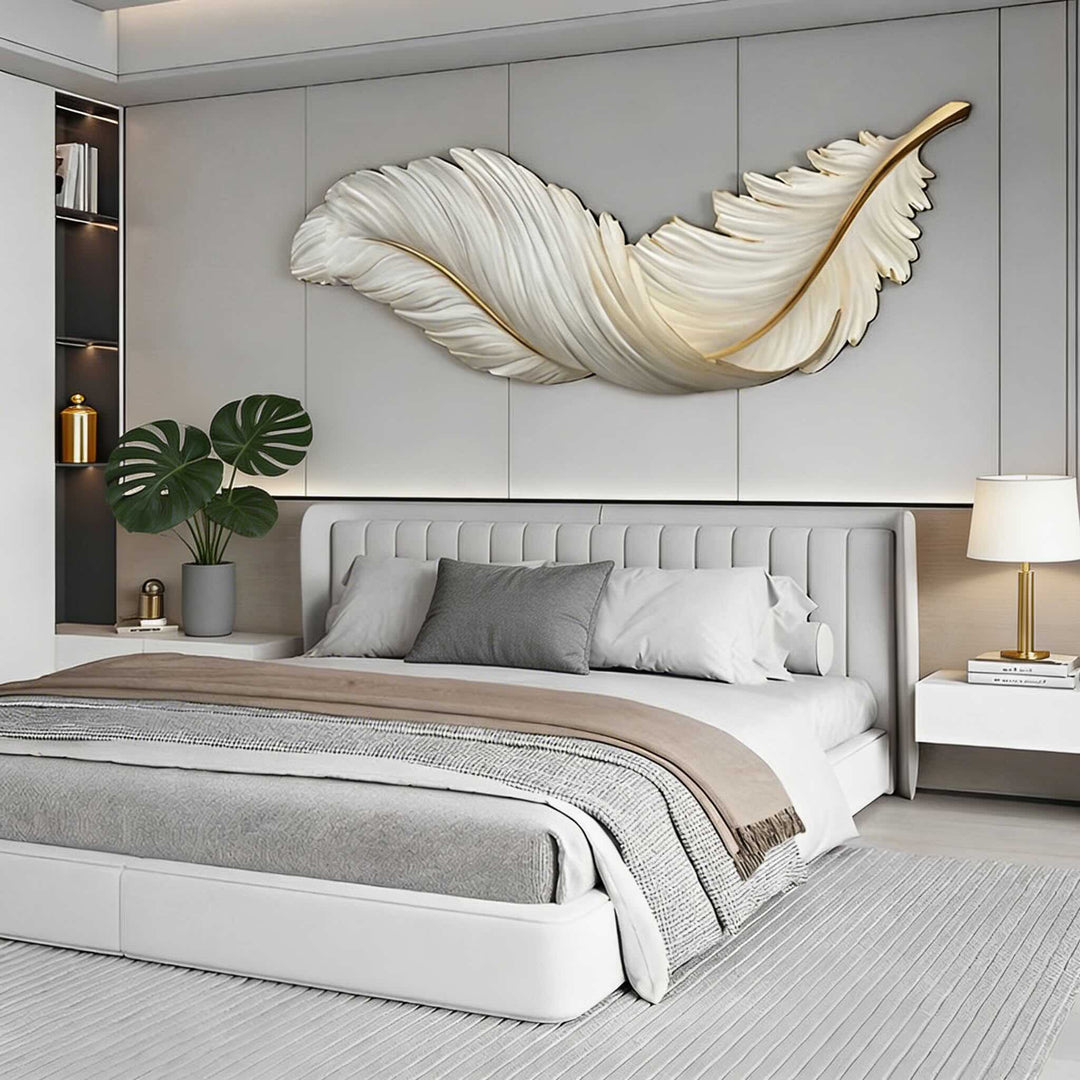 Modern Feather Wall Light USB Powered Adjustable Art Sconce with LED and Three Color Options
