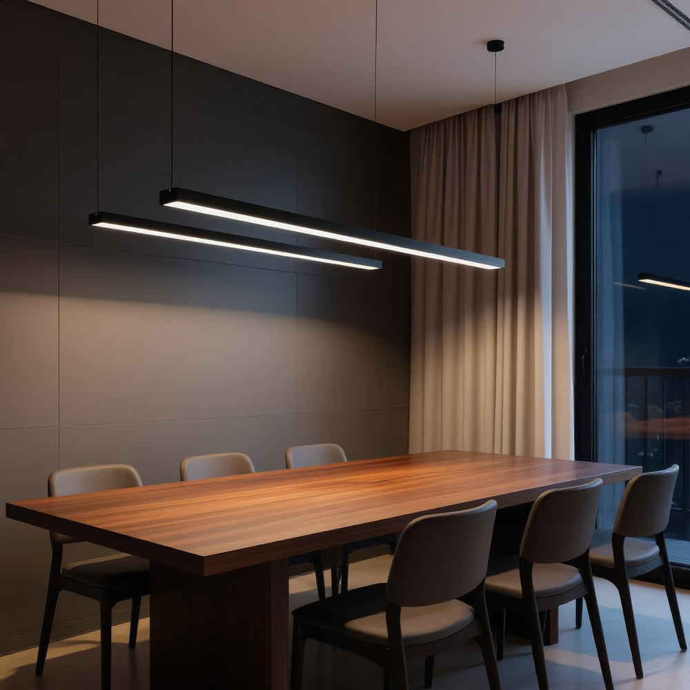 Linear LED pendant light modern ceiling lighting minimalist long bar hanging light fixture contemporary home decor
