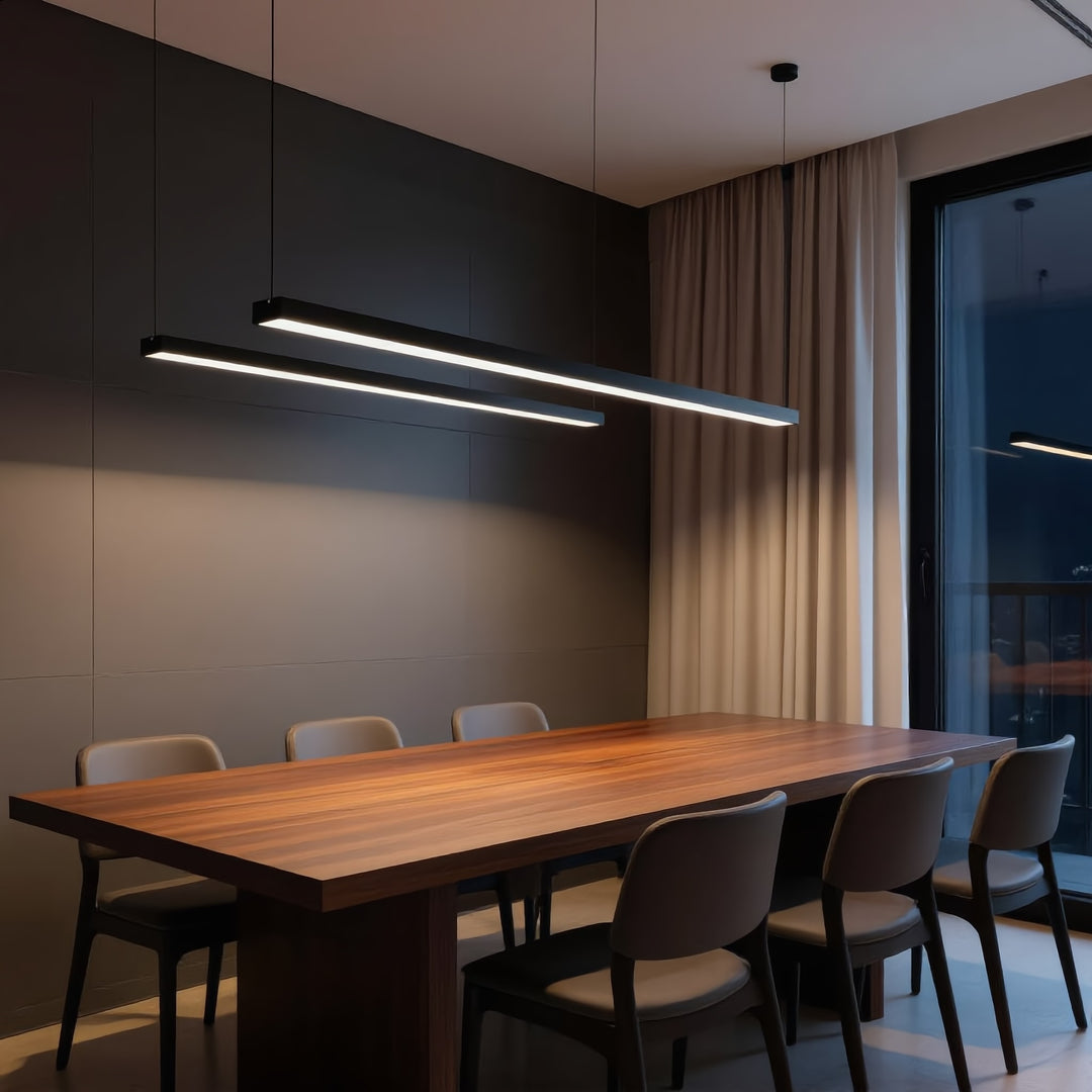 Linear LED pendant light modern ceiling lighting minimalist long bar hanging light fixture contemporary home decor
