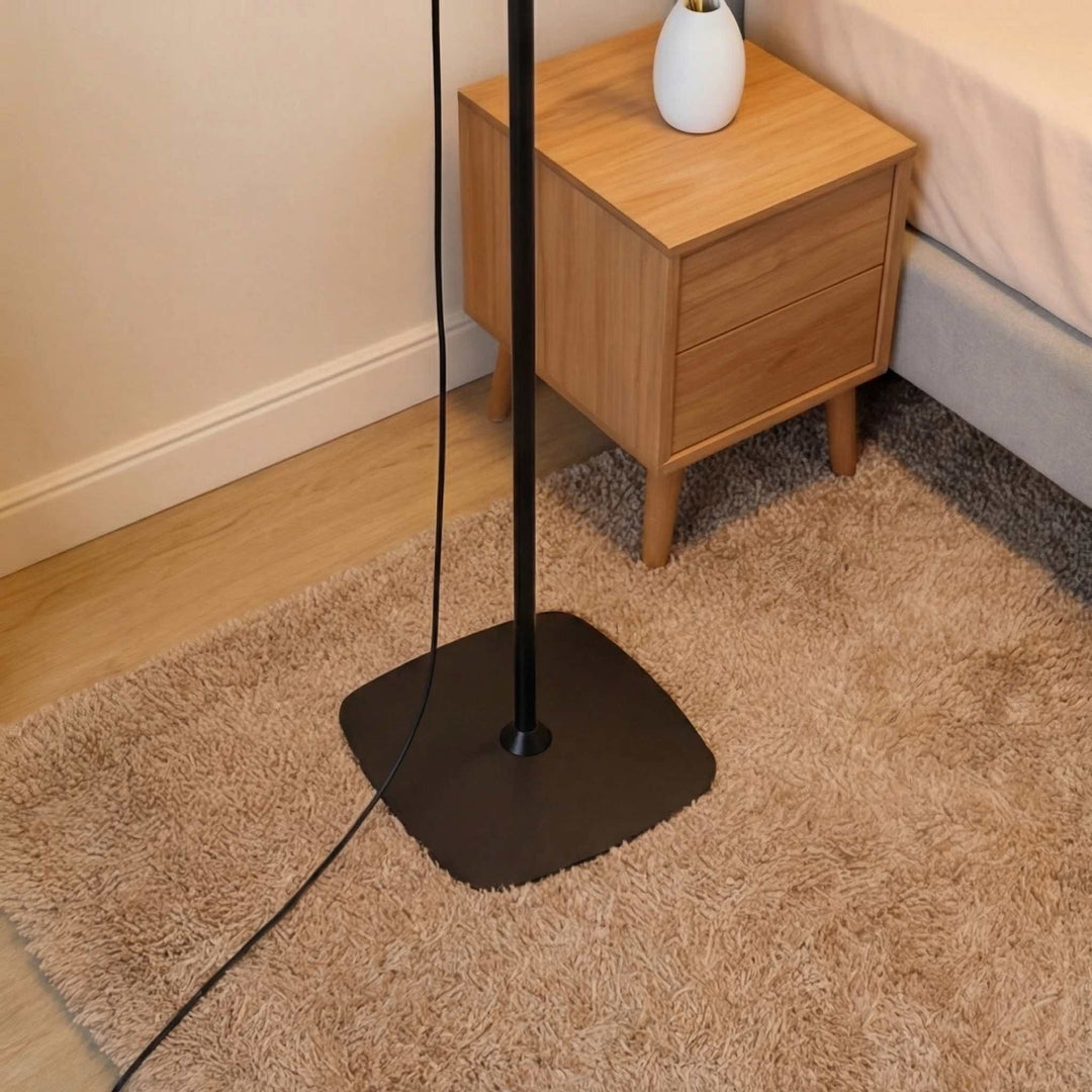 Modern Black Floor Lamp Adjustable Gooseneck LED Reading Light with Three Color Temperatures for Living Room Office