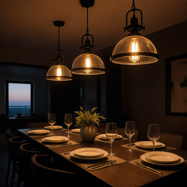 Industrial glass dome pendant light vintage style hanging light fixture Edison bulb ceiling lighting modern home decor
