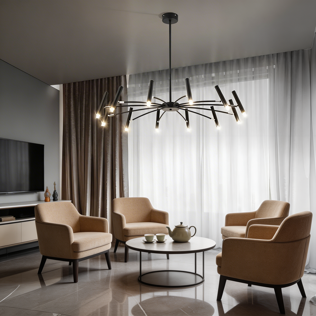 Modern Chandelier Light Adjustable Hanging Metal G9 LED Three Step Dimming for Dining Room or Bedroom