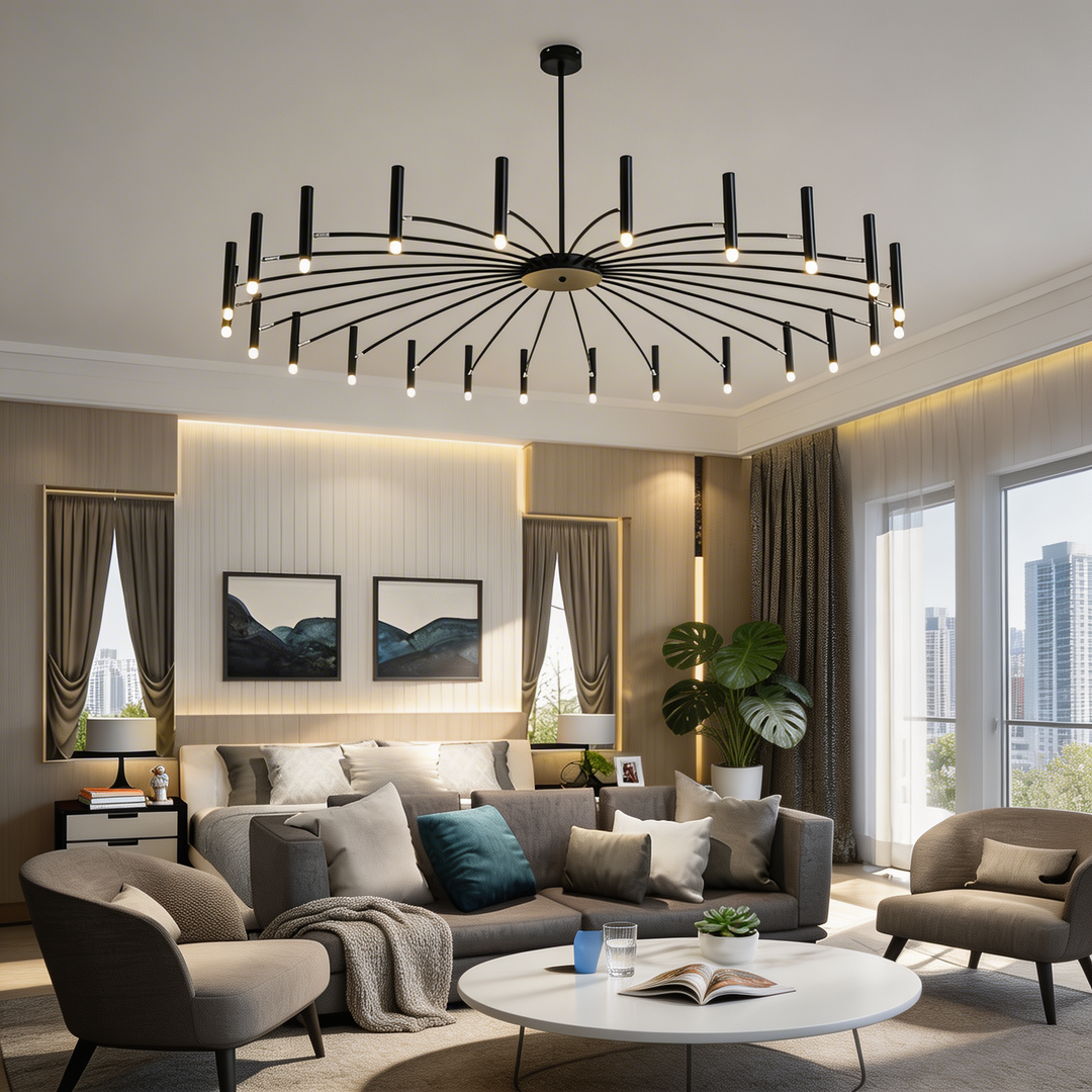 Modern Chandelier Light Adjustable Hanging Metal G9 LED Three Step Dimming for Dining Room or Bedroom