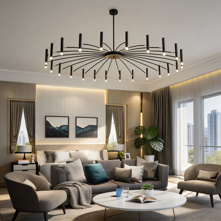 Modern Chandelier Light Adjustable Hanging Metal G9 LED Three Step Dimming for Dining Room or Bedroom