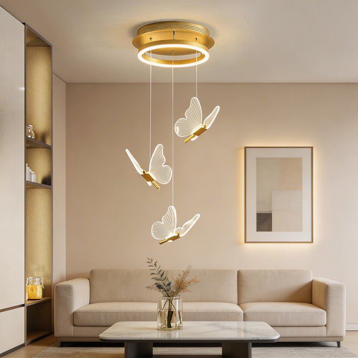 Modern Flush Mount Ceiling Light Metal and Acrylic Adjustable LED Fixture for Staircase and Entryway