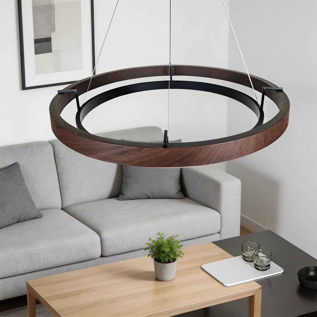 Modern Black Pendant Light Adjustable Hanging Iron Acrylic LED with Three Color Temperatures