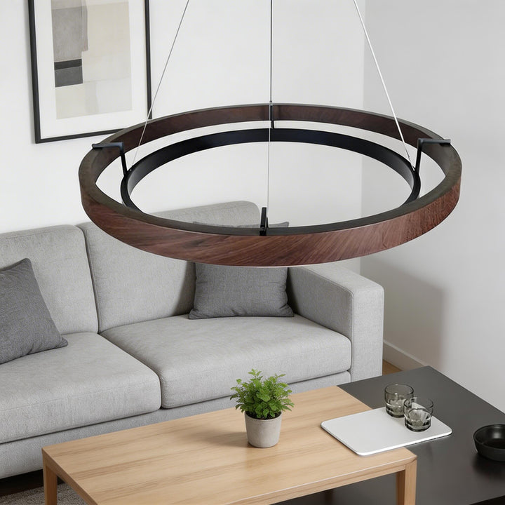 Modern Black Pendant Light Adjustable Hanging Iron Acrylic LED with Three Color Temperatures