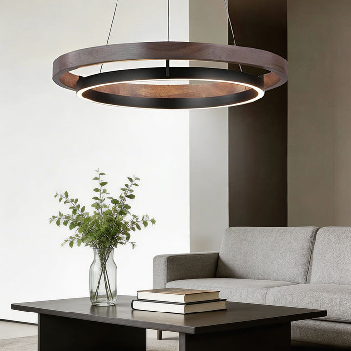 Modern Black Pendant Light Adjustable Hanging Iron Acrylic LED with Three Color Temperatures