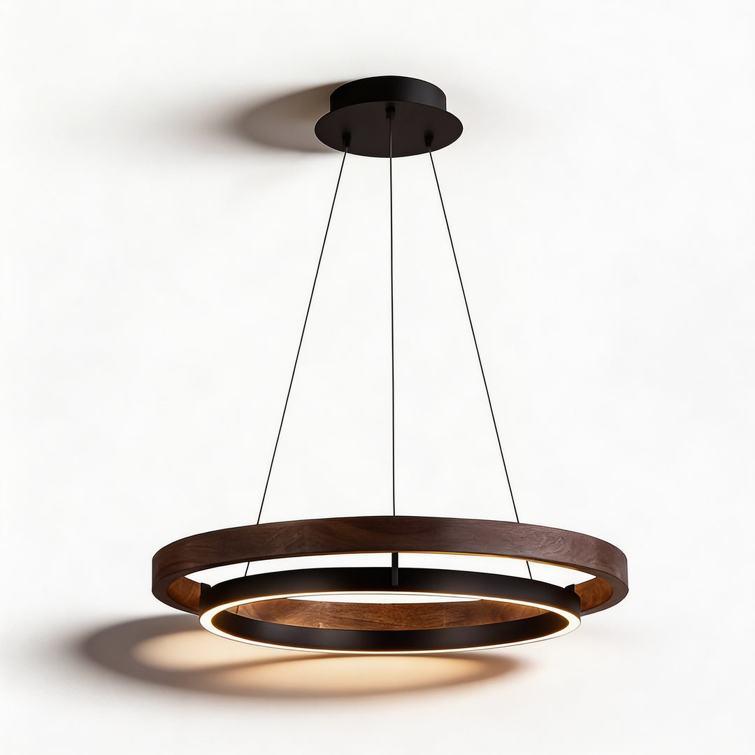 Modern Black Pendant Light Adjustable Hanging Iron Acrylic LED with Three Color Temperatures