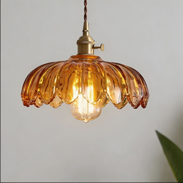 Nordic Floral Glass Adjustable Mini Pendant Light
