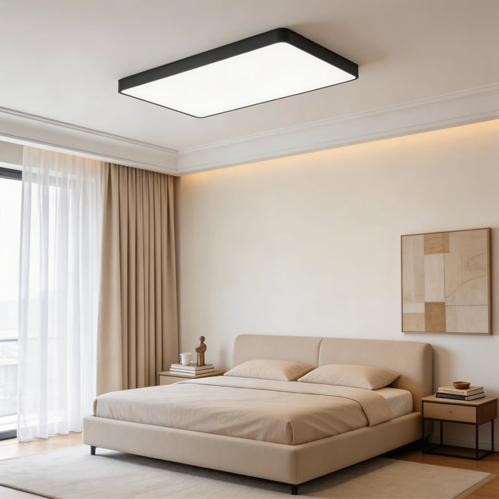 Modern Square Flush Mount Ceiling Light Fixture Metal LED with Dimmable Color Temperature Options