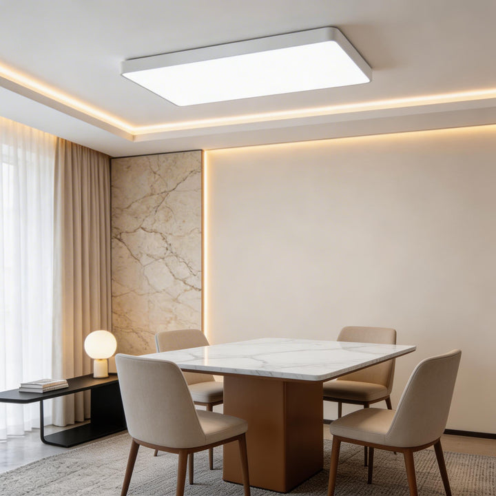 Modern Square Flush Mount Ceiling Light Fixture Metal LED with Dimmable Color Temperature Options