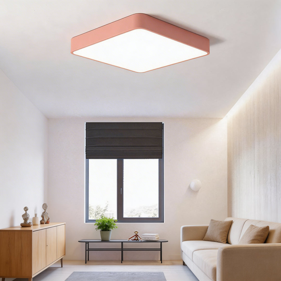 Modern Square Flush Mount Ceiling Light Fixture Metal LED with Dimmable Color Temperature Options