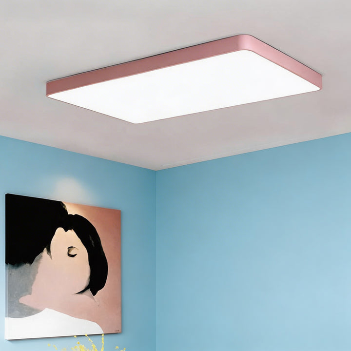 Modern Square Flush Mount Ceiling Light Fixture Metal LED with Dimmable Color Temperature Options