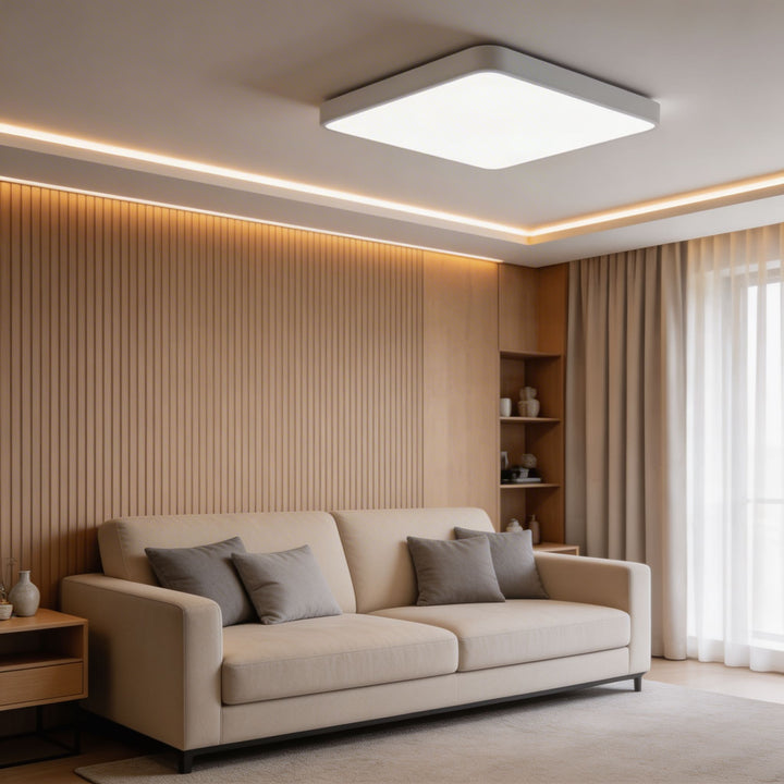 Modern Square Flush Mount Ceiling Light Fixture Metal LED with Dimmable Color Temperature Options