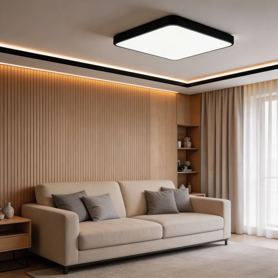 Modern Square Flush Mount Ceiling Light Fixture Metal LED with Dimmable Color Temperature Options