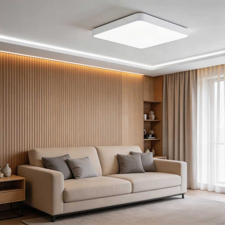 Modern Square Flush Mount Ceiling Light Fixture Metal LED with Dimmable Color Temperature Options