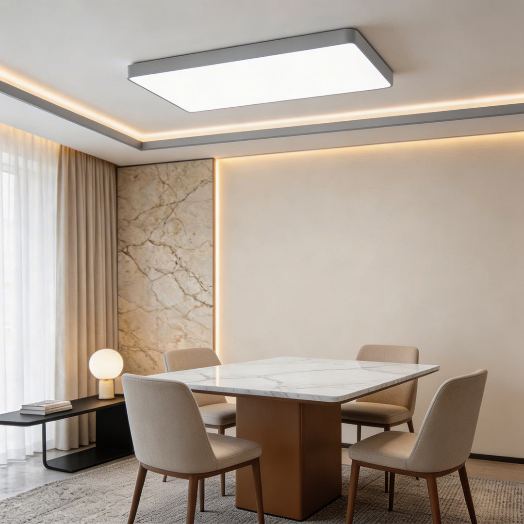 Modern Square Flush Mount Ceiling Light Fixture Metal LED with Dimmable Color Temperature Options