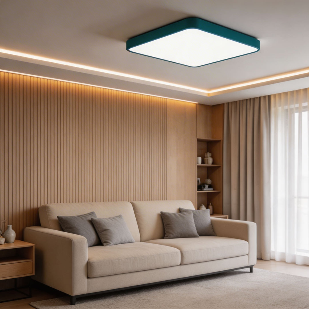 Modern Square Flush Mount Ceiling Light Fixture Metal LED with Dimmable Color Temperature Options