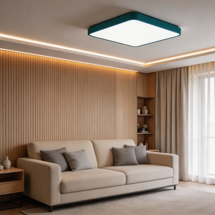 Modern Square Flush Mount Ceiling Light Fixture Metal LED with Dimmable Color Temperature Options
