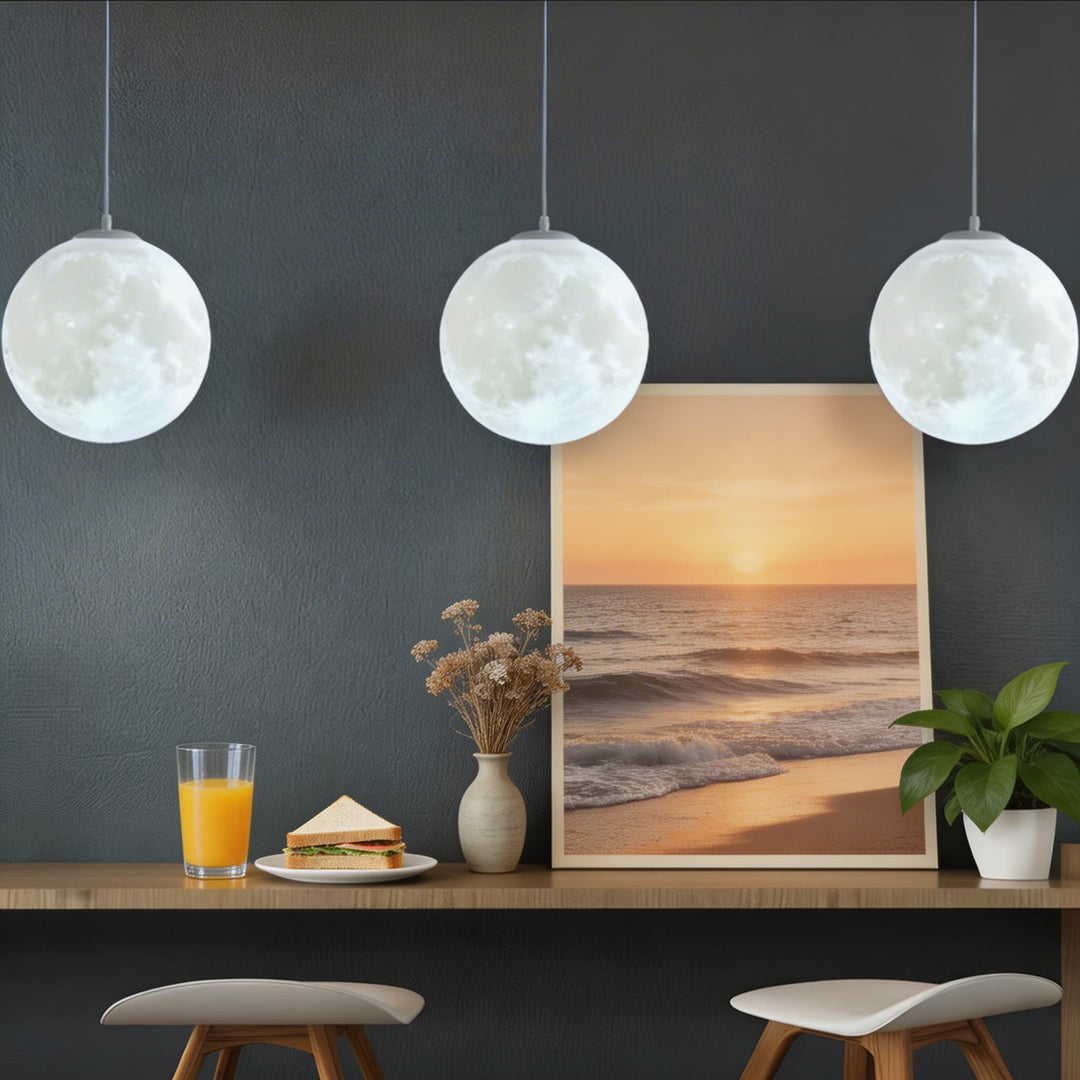 Modern Moon Globe Adjustable Hanging Pendant Light
