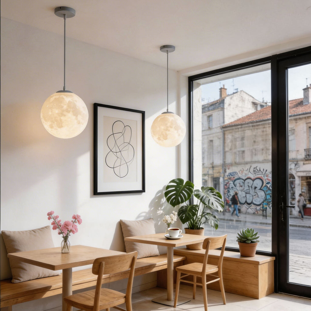 Modern Moon Globe Adjustable Hanging Pendant Light