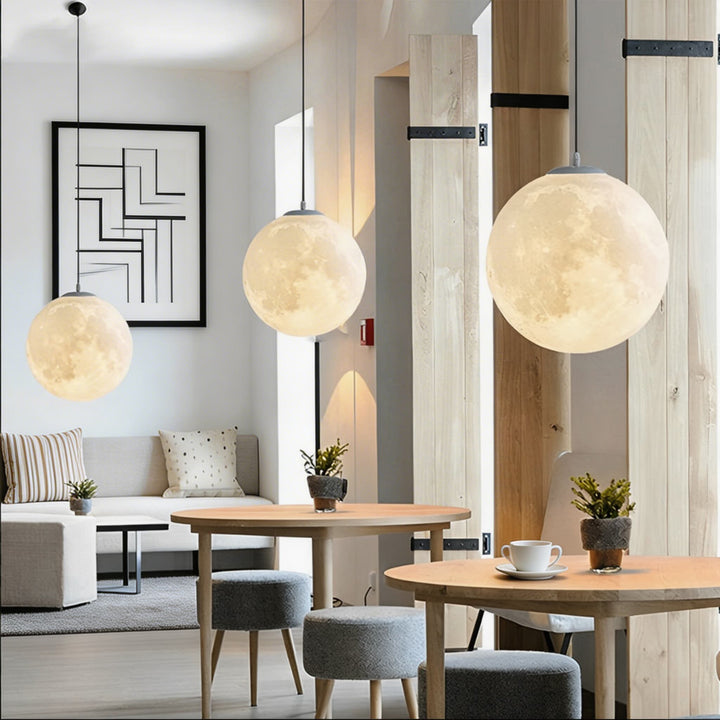Modern Moon Globe Adjustable Hanging Pendant Light