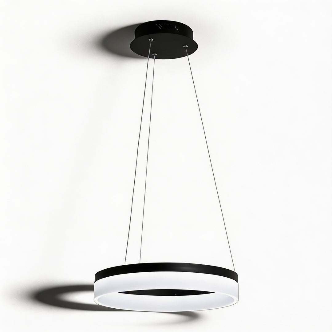 Modern Black Pendant Light Adjustable Aluminum Hanging Light with Dimmable LED and Acrylic Shade