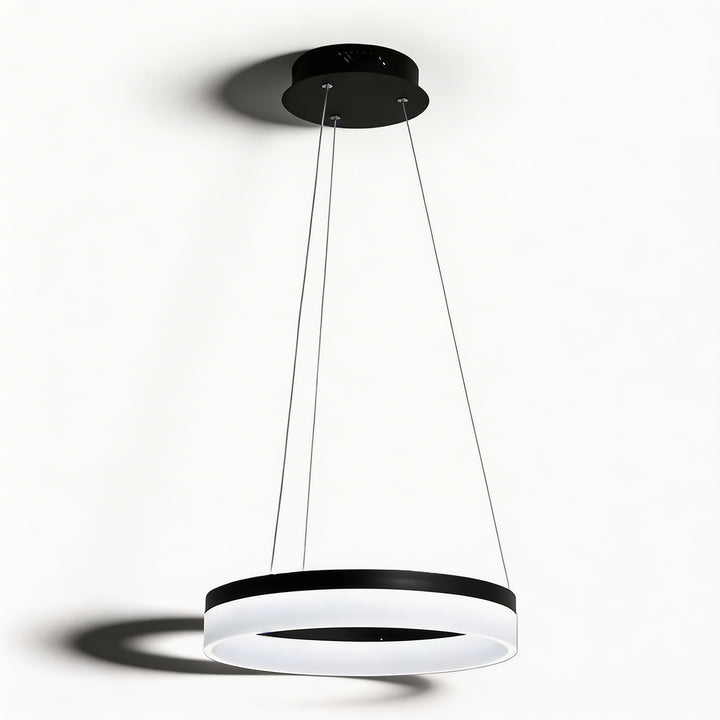 Modern Black Pendant Light Adjustable Aluminum Hanging Light with Dimmable LED and Acrylic Shade