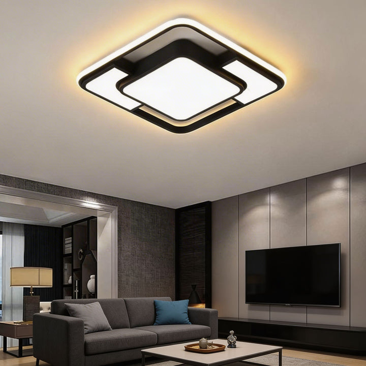 Modern Flush Mount Ceiling Light LED Acrylic Shade Energy Efficient Minimalist Design 3D Geometric Fixture