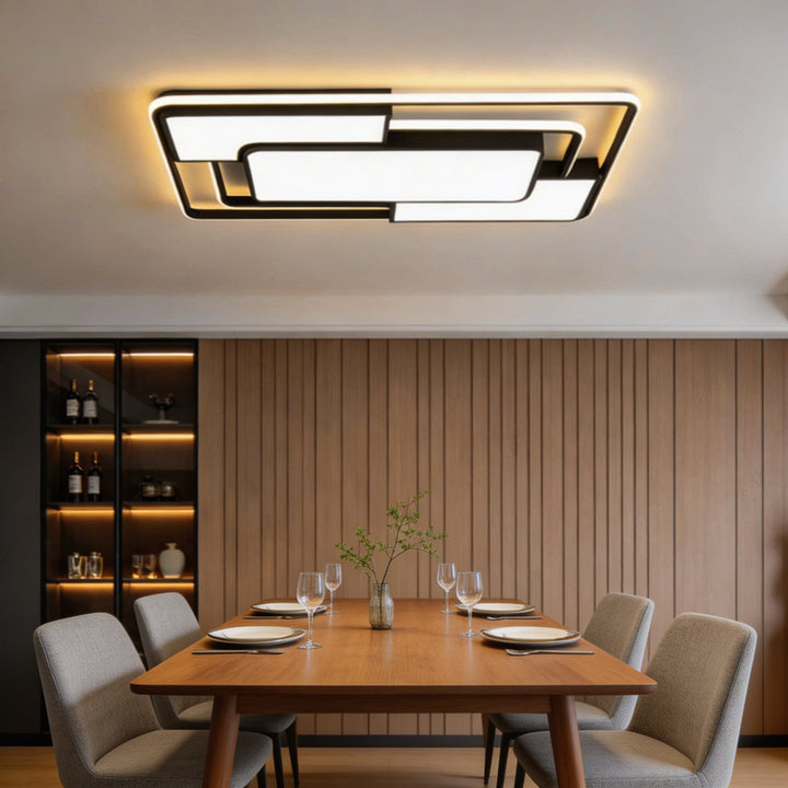 Modern Flush Mount Ceiling Light LED Acrylic Shade Energy Efficient Minimalist Design 3D Geometric Fixture