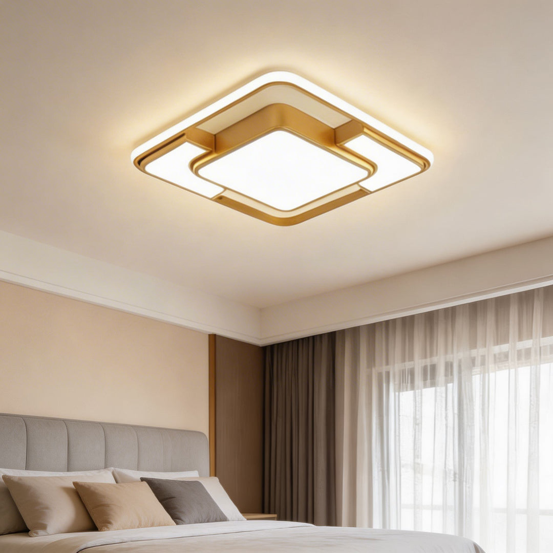 Modern Flush Mount Ceiling Light LED Acrylic Shade Energy Efficient Minimalist Design 3D Geometric Fixture