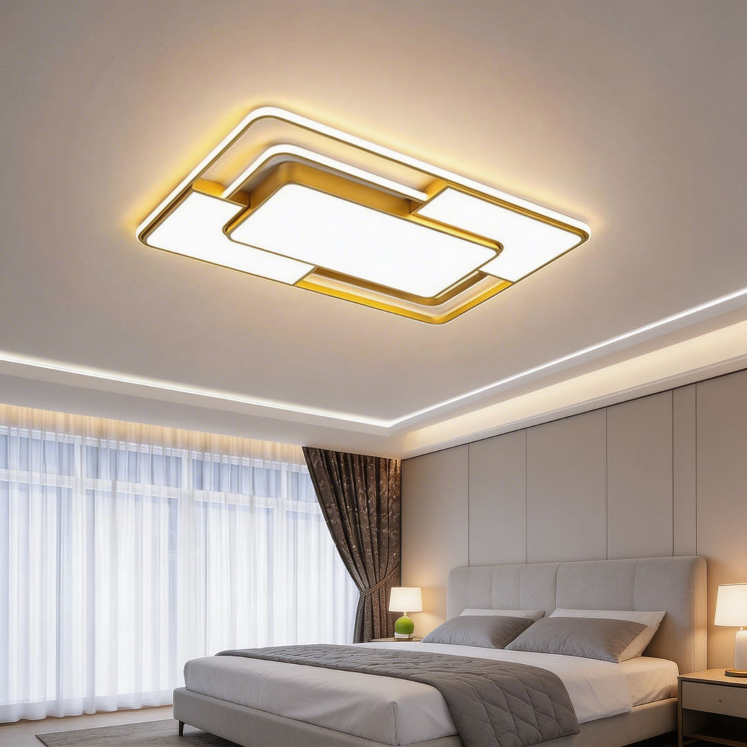 Modern Flush Mount Ceiling Light LED Acrylic Shade Energy Efficient Minimalist Design 3D Geometric Fixture