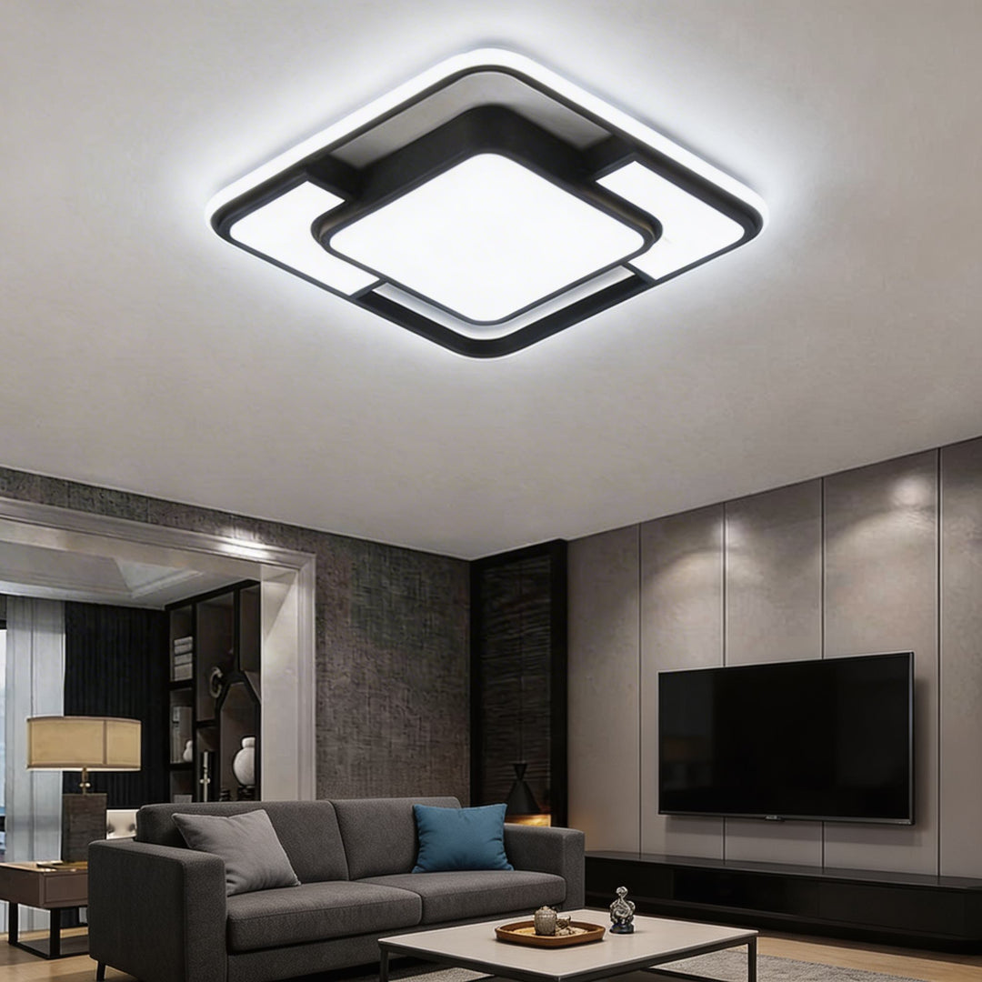 Modern Flush Mount Ceiling Light LED Acrylic Shade Energy Efficient Minimalist Design 3D Geometric Fixture