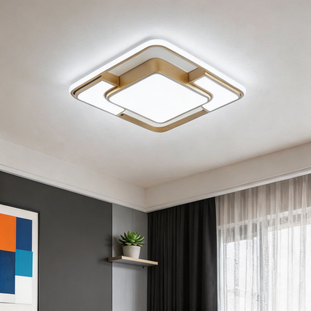 Modern Flush Mount Ceiling Light LED Acrylic Shade Energy Efficient Minimalist Design 3D Geometric Fixture