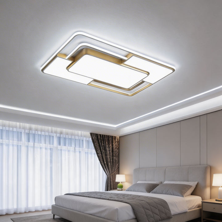 Modern Flush Mount Ceiling Light LED Acrylic Shade Energy Efficient Minimalist Design 3D Geometric Fixture
