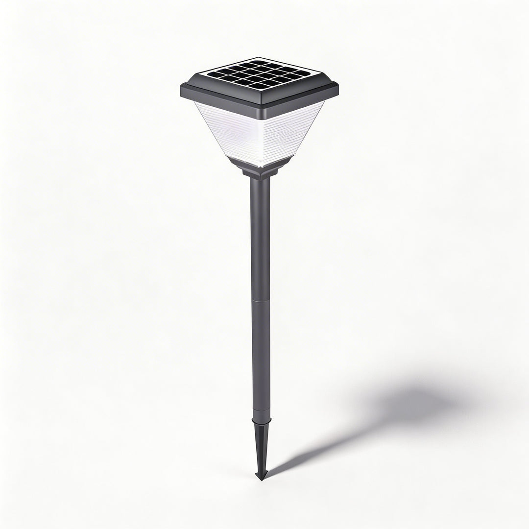 Modern Solar Garden Light 21.65 in Post Fixture with Geometric Translucent Shade LED for Outdoor Use