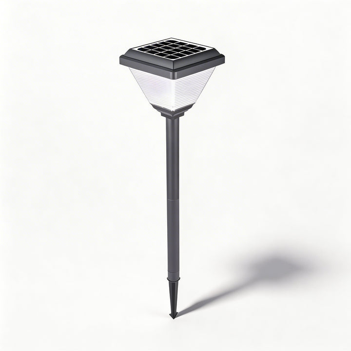 Modern Solar Garden Light 21.65 in Post Fixture with Geometric Translucent Shade LED for Outdoor Use