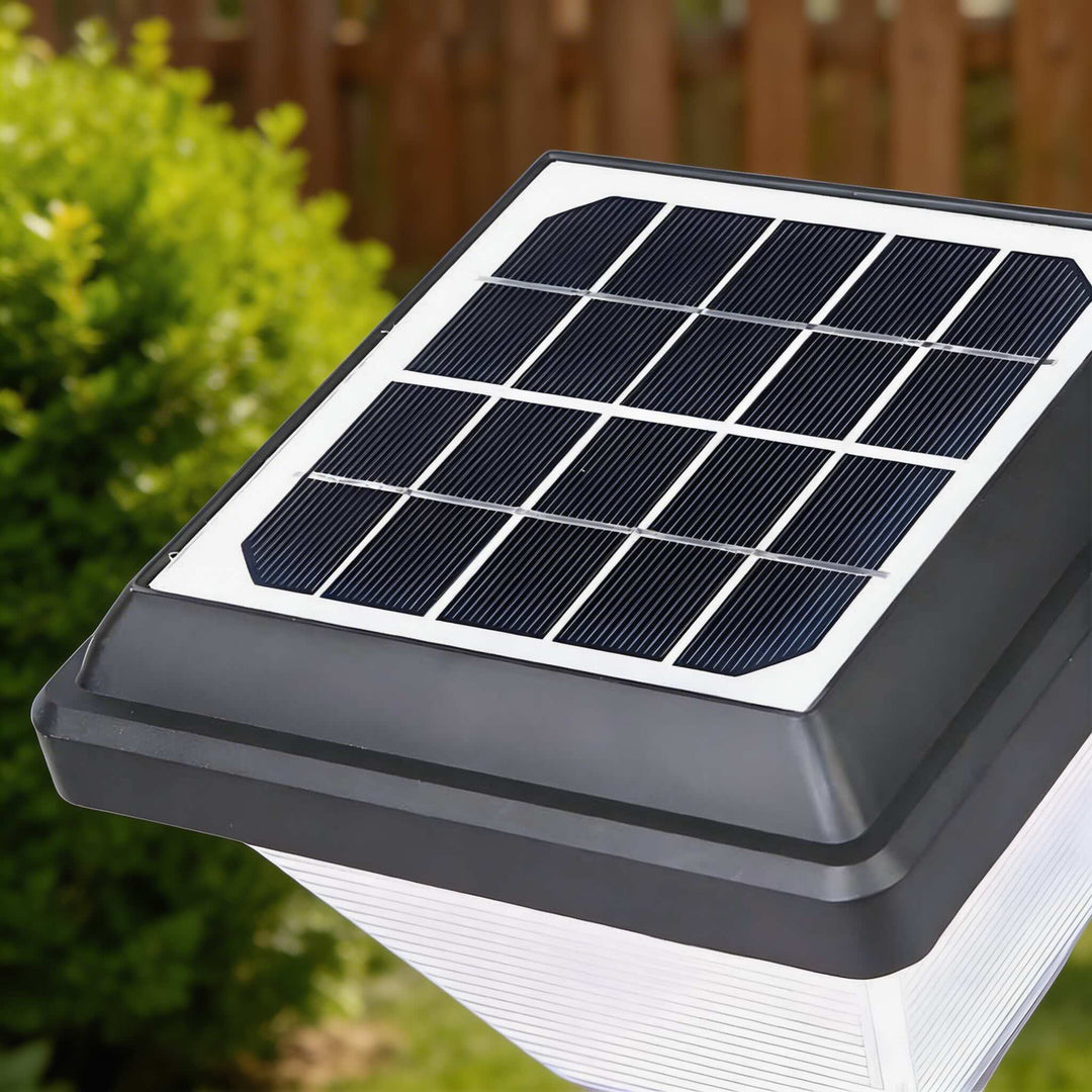 Modern Solar Garden Light 21.65 in Post Fixture with Geometric Translucent Shade LED for Outdoor Use