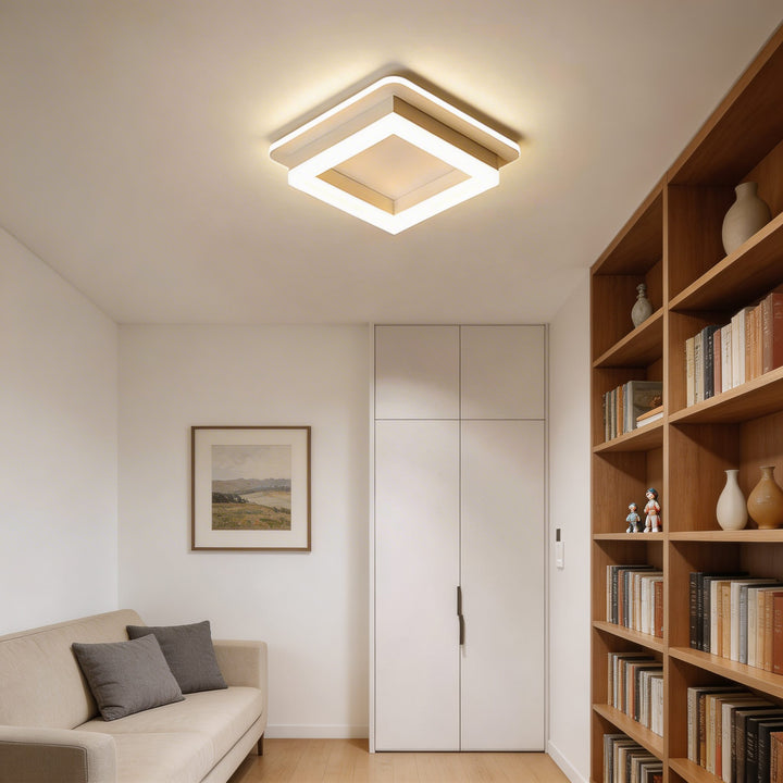 Modern Square Flush Mount Ceiling Light Fixture Metal Acrylic LED Design for Indoor Spaces